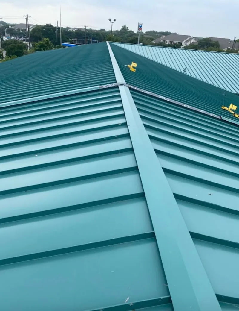 Green commercial metal roof ridge and valley for Metal Roof Repair in Provo